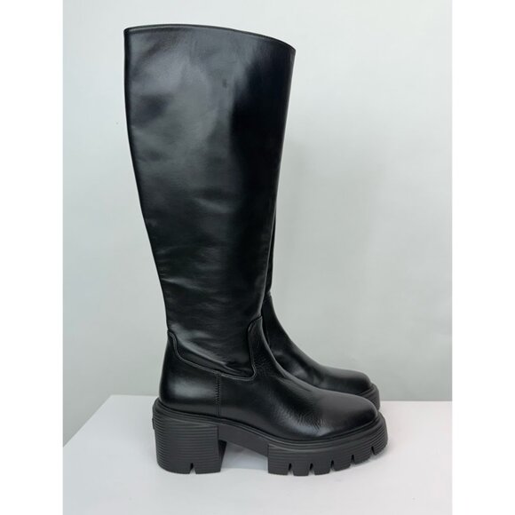 New Stuart Weitzman Soho Knee High Boot Black Leather Sz 7 - Picture 4 of 16